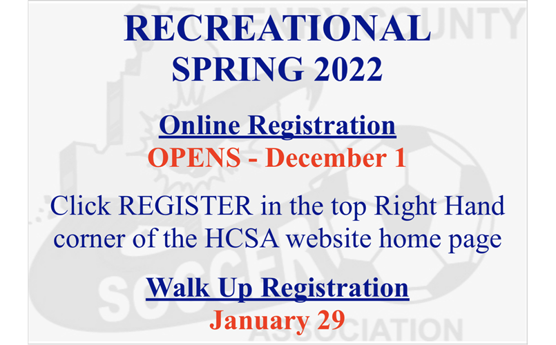 RECREATIONAL REGISTRATION -  Spring 2022