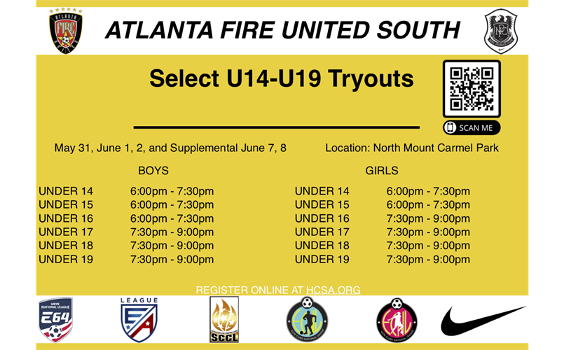 AFU South U14-U19 Select Tryouts